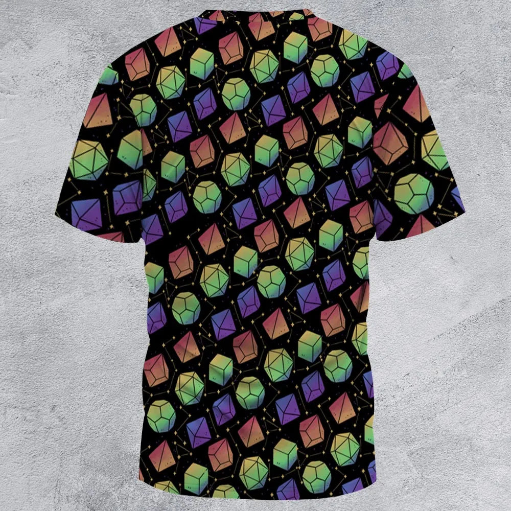 Rainbow Galaxy Dice All-Over Print Unisex T-Shirt