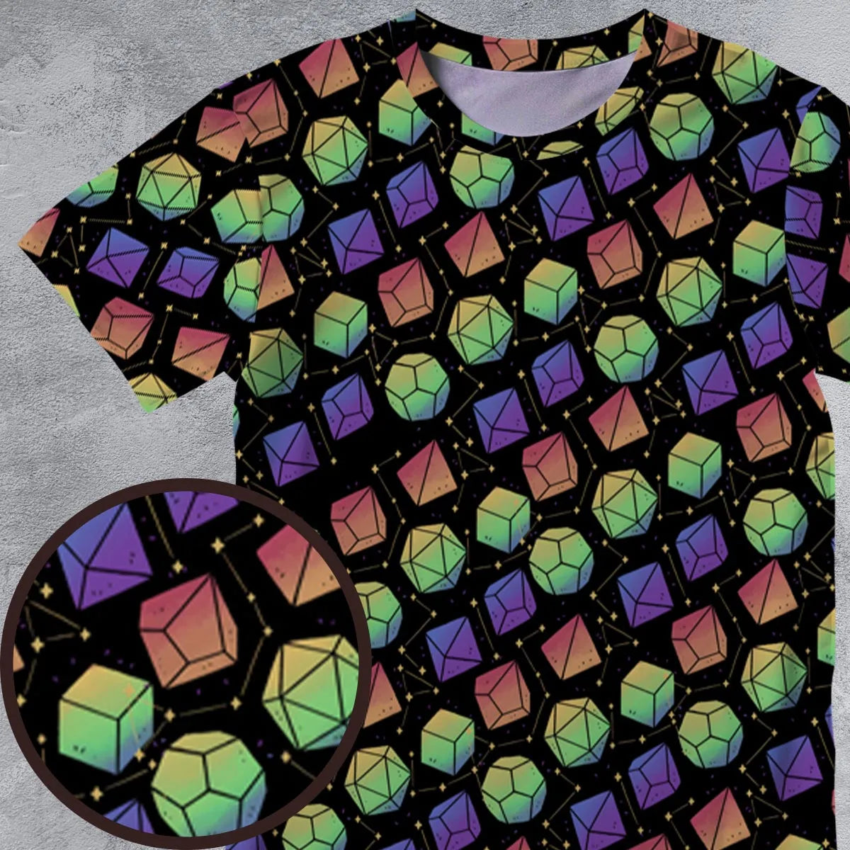 Rainbow Galaxy Dice All-Over Print Unisex T-Shirt