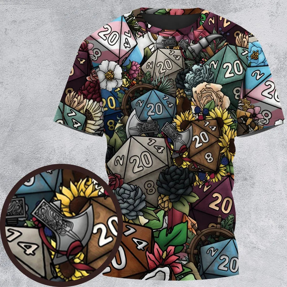 Flower Dice All-Over Print Unisex T-Shirt
