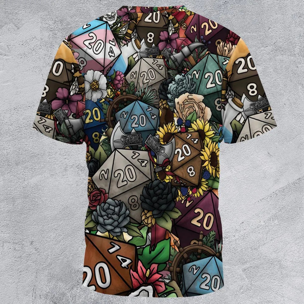 Flower Dice All-Over Print Unisex T-Shirt