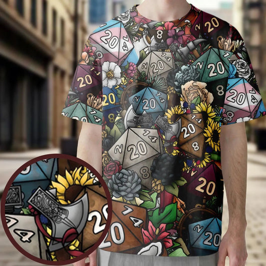Flower Dice All-Over Print Unisex T-Shirt
