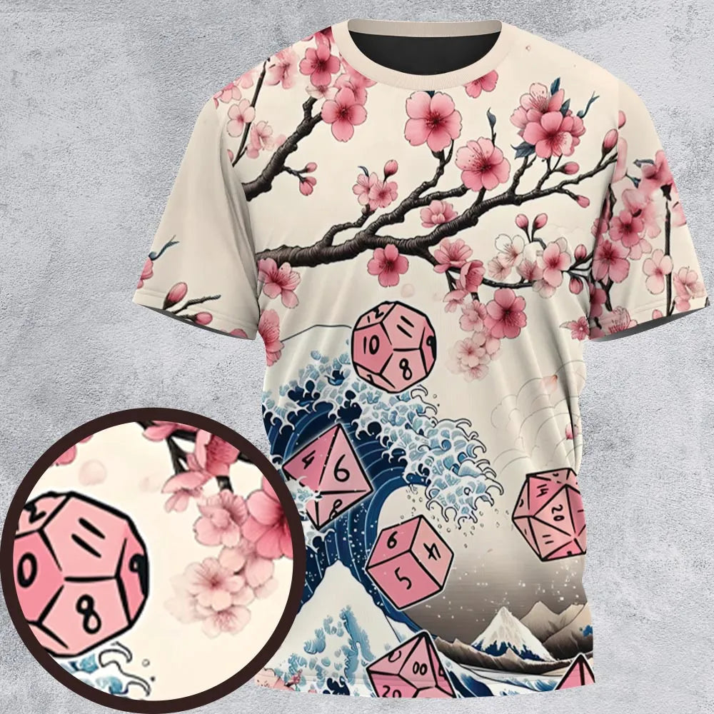 Pink Flower Dice All-Over Print Unisex T-Shirt