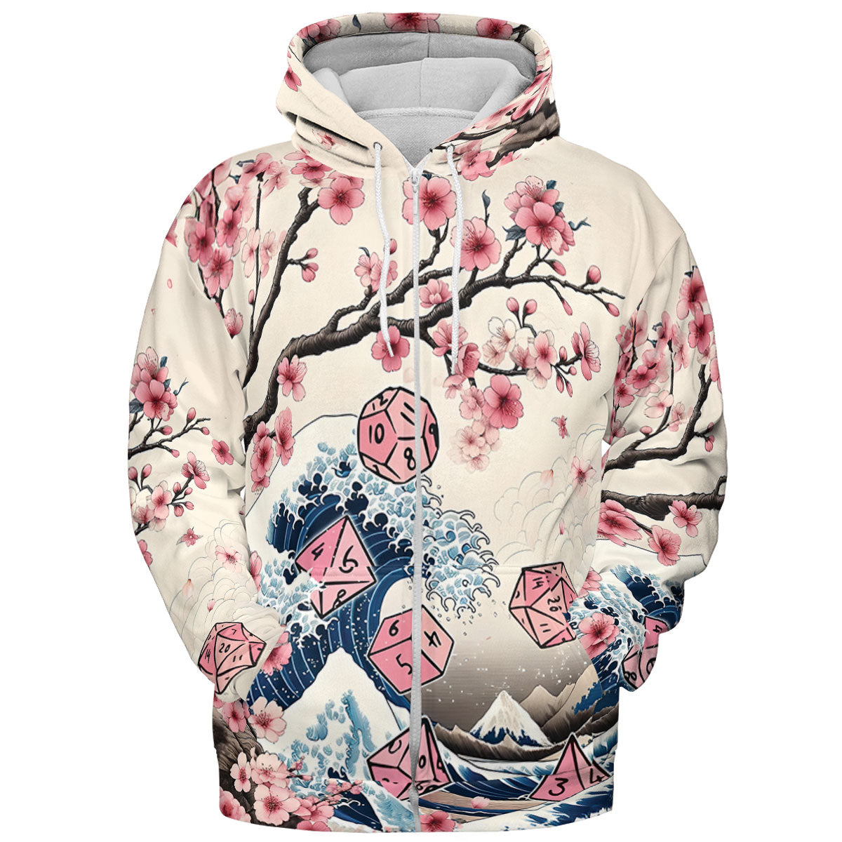 Pink Flower Dice All-over Print Hoodie