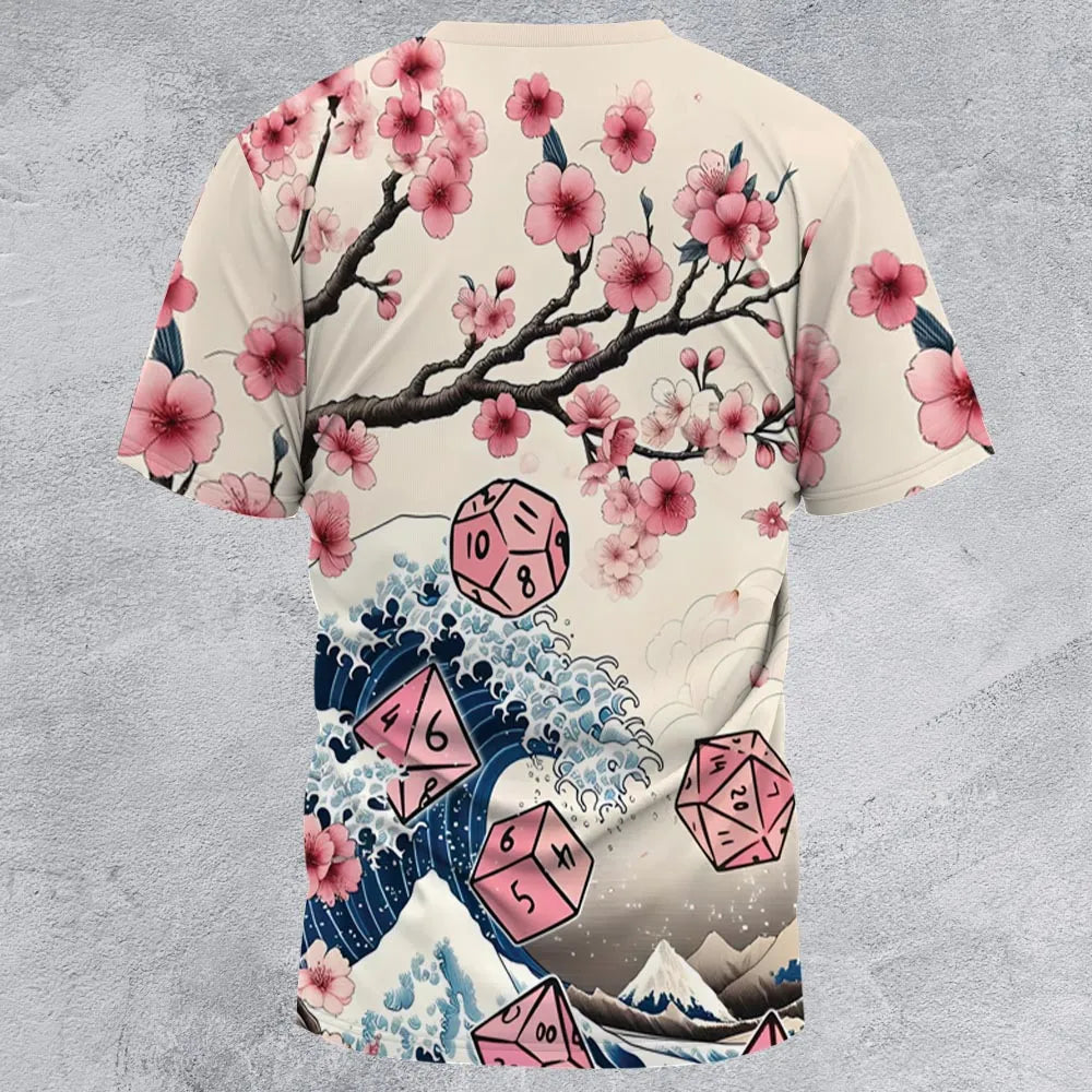 Pink Flower Dice All-Over Print Unisex T-Shirt