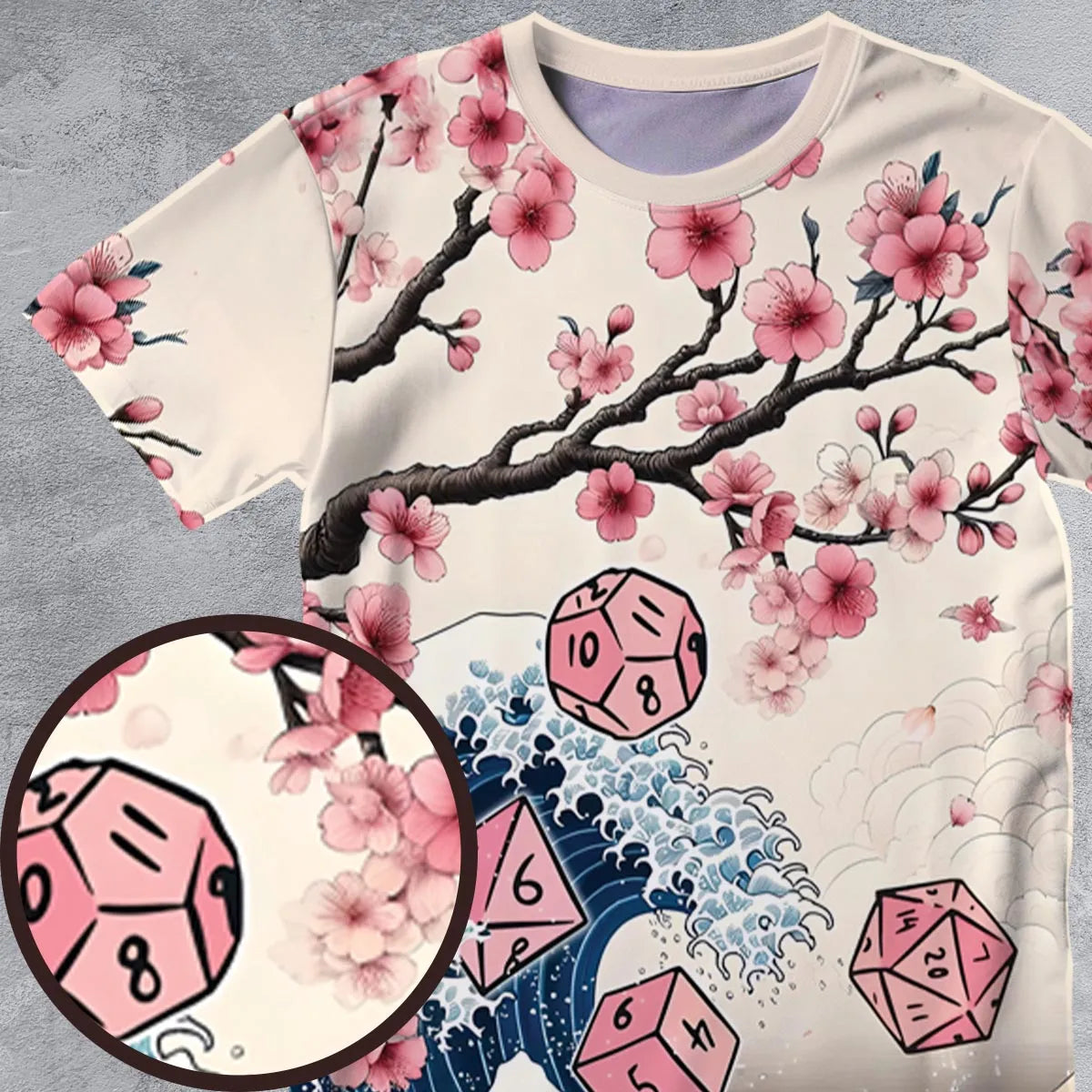 Pink Flower Dice All-Over Print Unisex T-Shirt