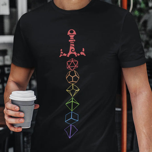 Rainbow Dice Sword LGBT T-Shirt