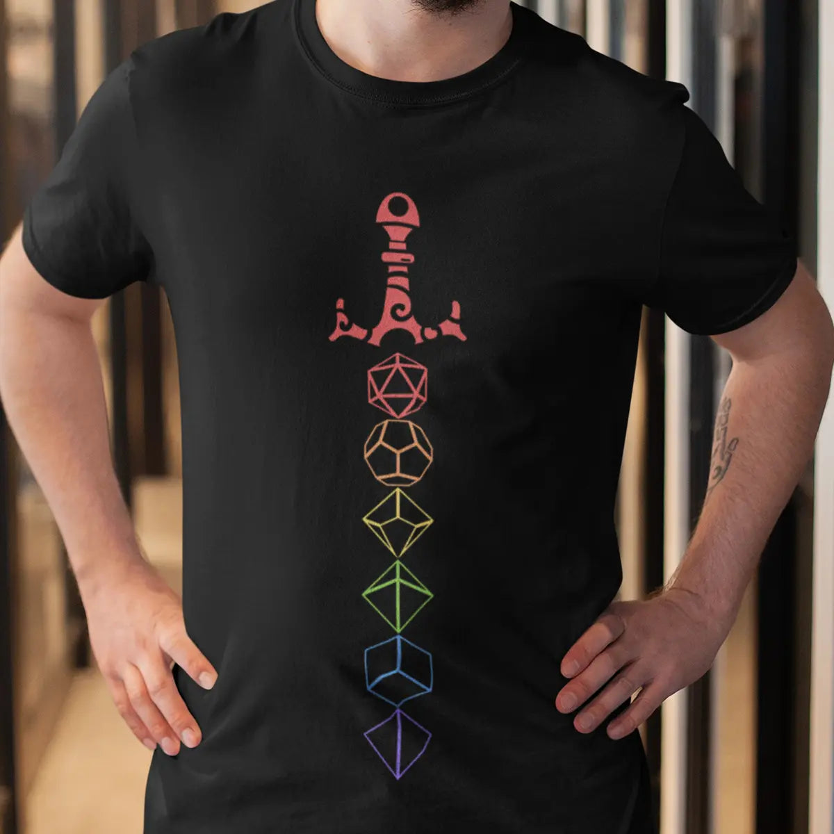 Rainbow Dice Sword LGBT T-Shirt