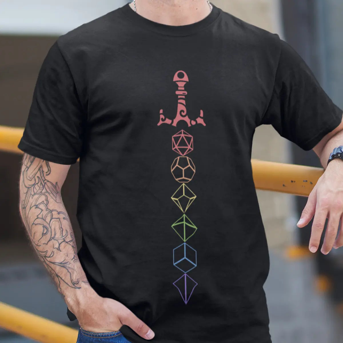 Rainbow Dice Sword LGBT T-Shirt