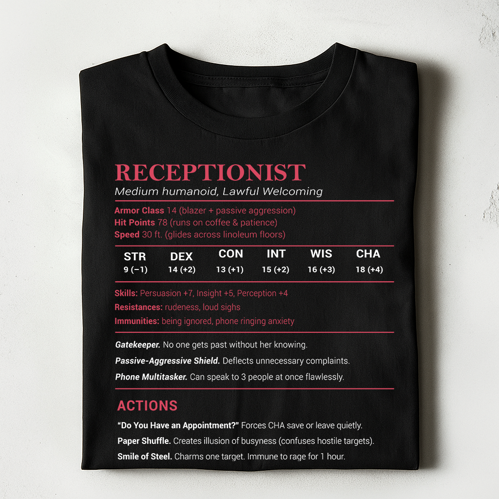 Receptionist Stats Classic Unisex T-Shirt