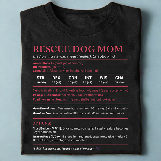 Rescue Dog Mom Stats Classic Unisex T-Shirt