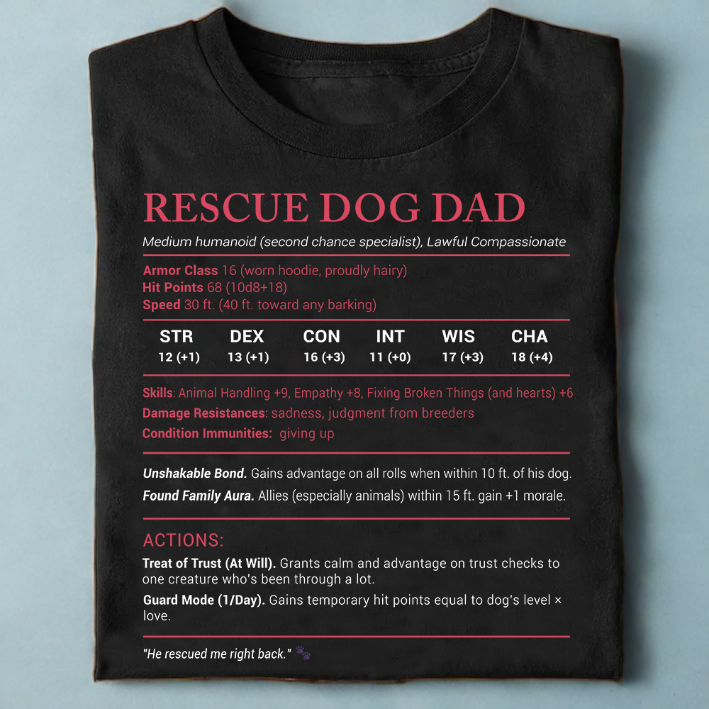 Rescue Dog Dad Stats Classic Unisex T-Shirt