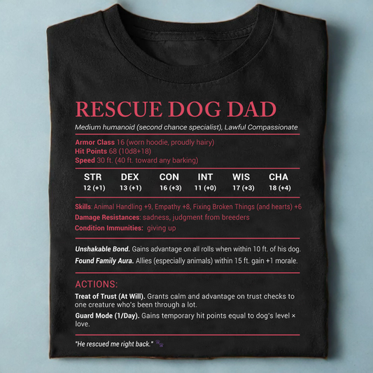 Rescue Dog Dad Stats Classic Unisex T-Shirt