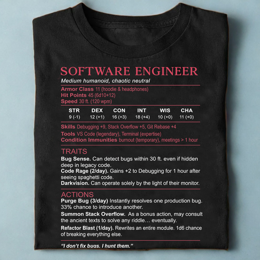 Software Engineer Stats Classic Unisex T-Shirt