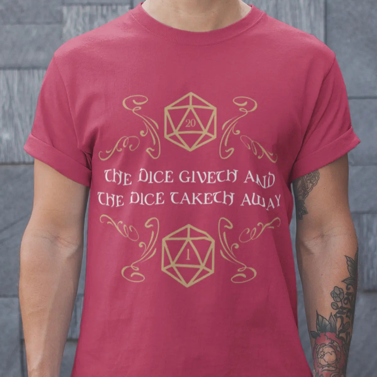 The Dice Giveth and Taketh Away Natural 20 and Critical Fail T-Shirt