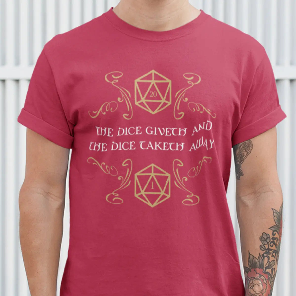 The Dice Giveth and Taketh Away Natural 20 and Critical Fail T-Shirt