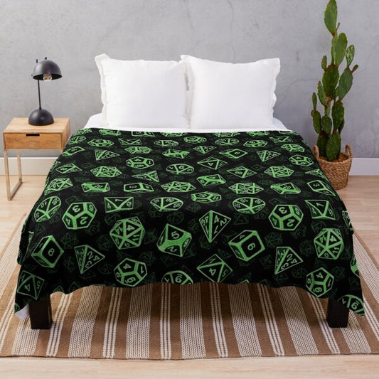 Dice Set Green Fleece Blanket