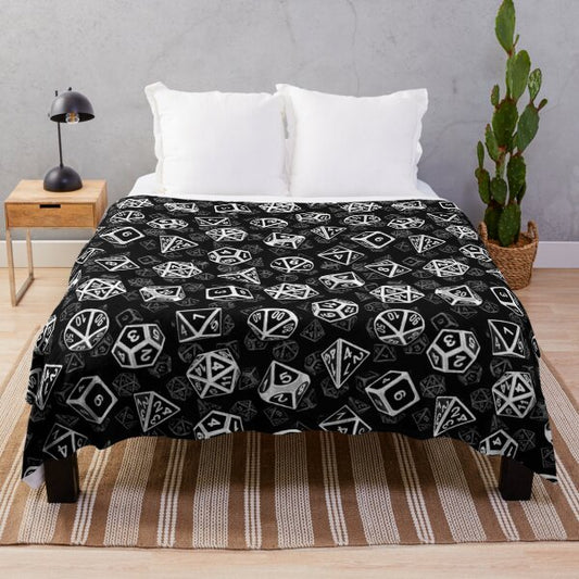 DnD Dice Set Black Fleece Blanket