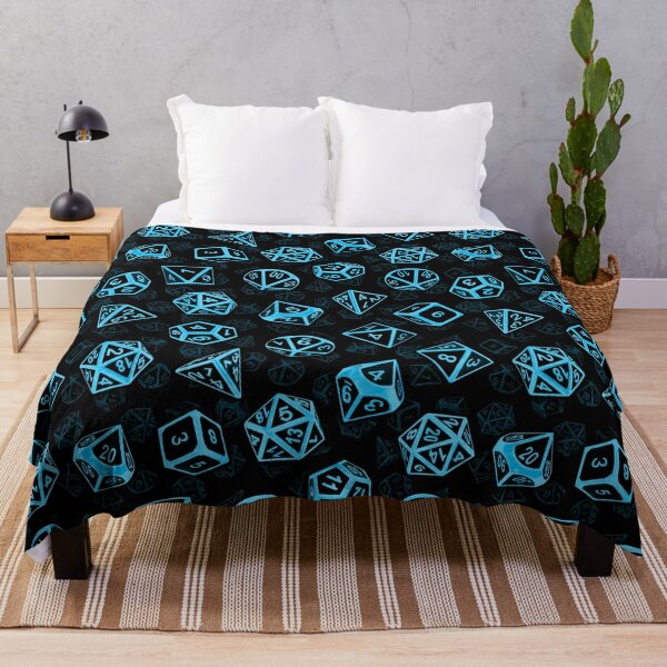DnD Dice Set Blue Fleece Blanket
