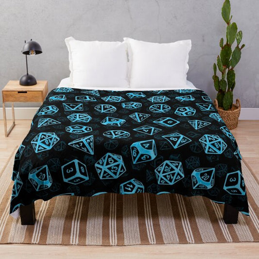 DnD Dice Set Blue Fleece Blanket