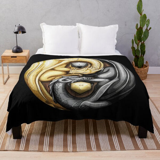 Yin Yang Dices And Dragons Fleece Blanket