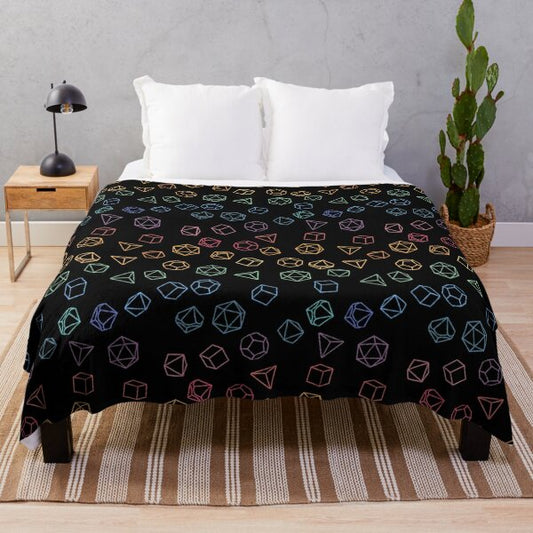 DnD Dice Set Rainbow Fleece Blanket 2