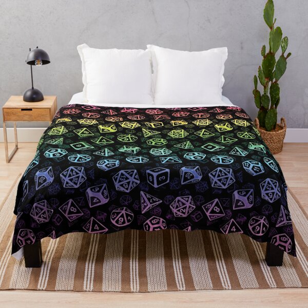 DnD Dice Set Rainbow Fleece Blanket