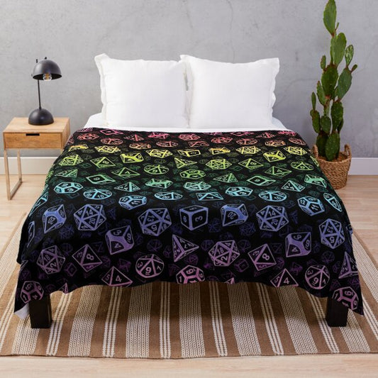 DnD Dice Set Rainbow Fleece Blanket