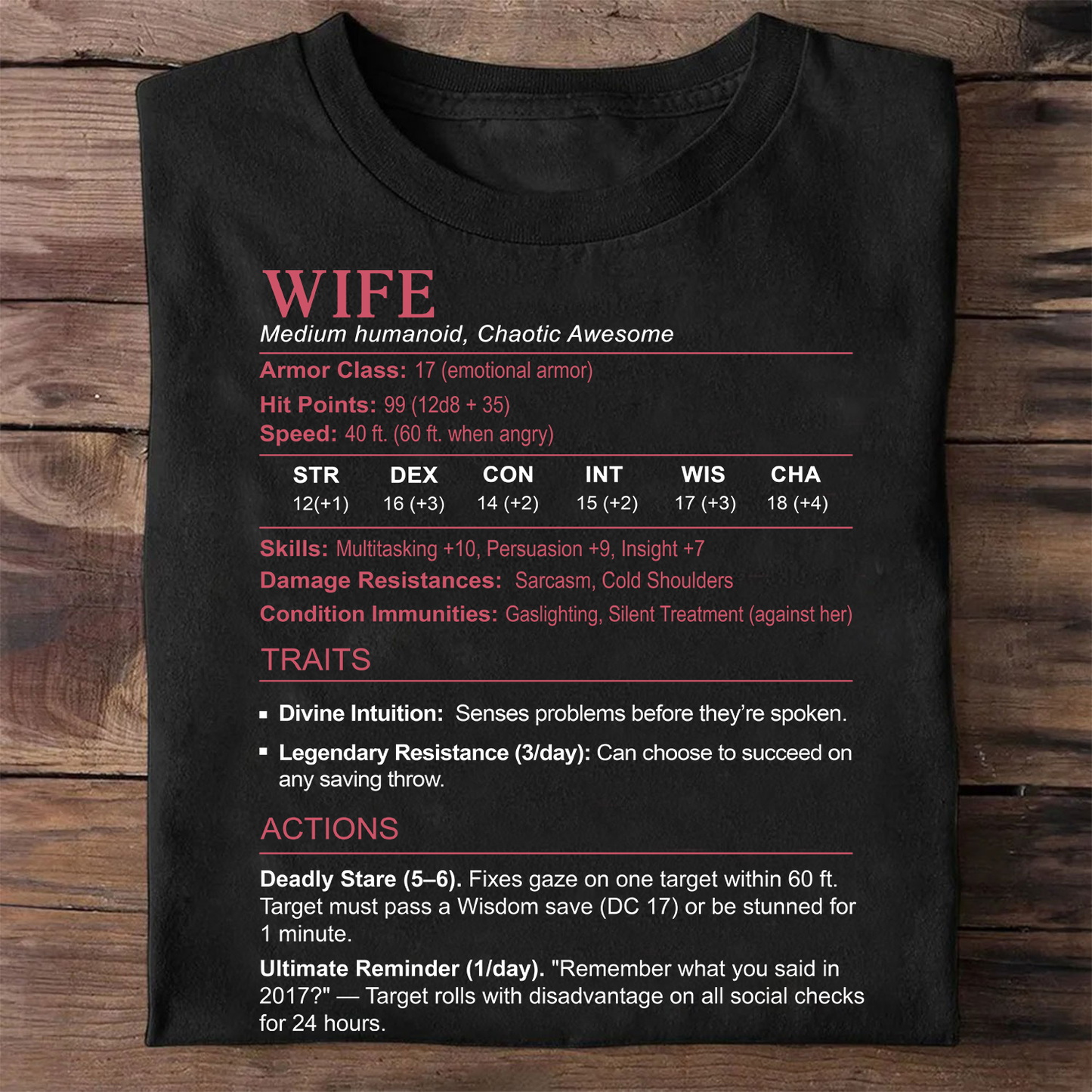 Wife Stats Classic Unisex T-Shirt