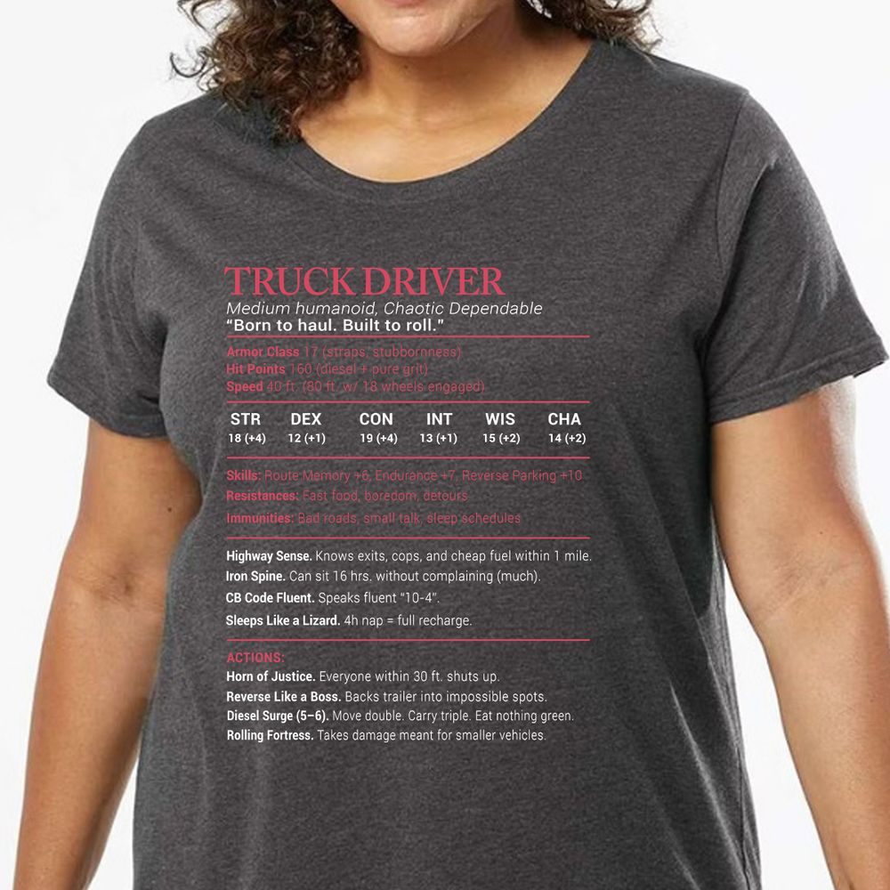 Truck Driver Stats Ladies Curvy Jersey - model - 0