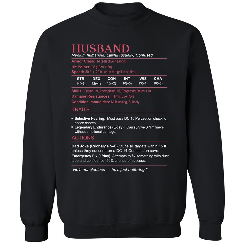 Husband Stats Classic Unisex Sweatshirt - Black - 1