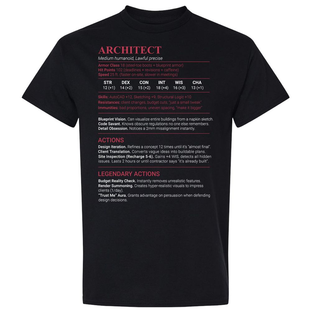 Architect Stats Classic Unisex T-Shirt - Black - 1