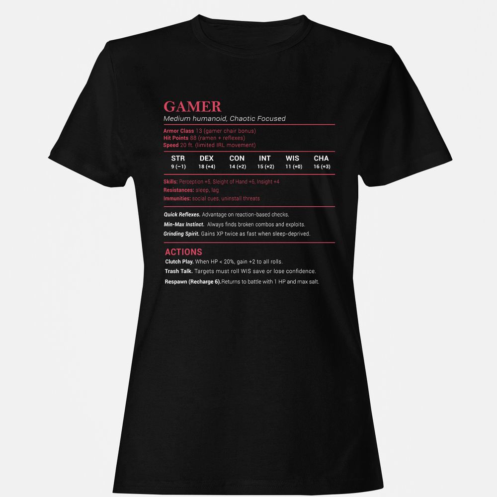 Gamer Stats Women's T-Shirt - Black - 1