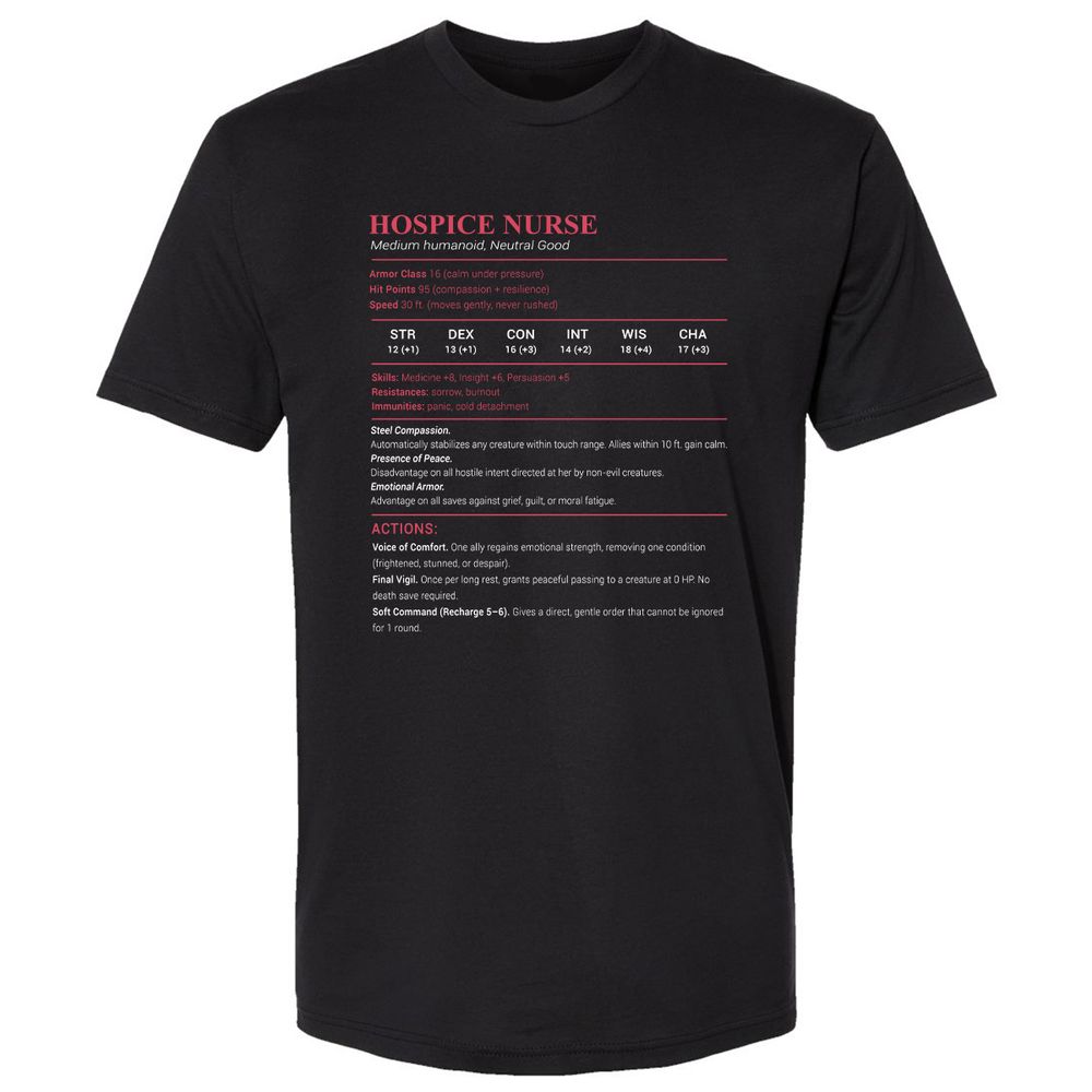 Hospice Nurse Stats Premium Unisex T-Shirt - Black - 1