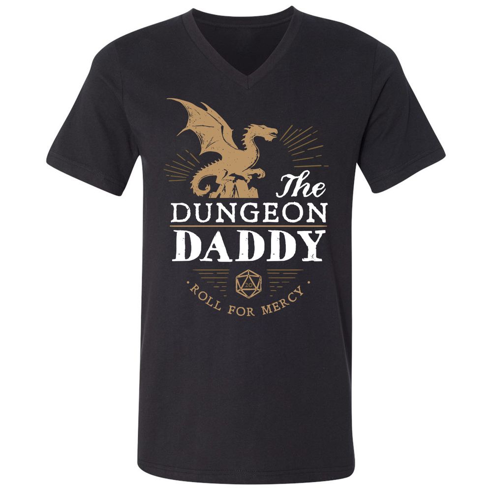 Dungeon Daddy Roll For Mercy Unisex V-Neck T-Shirt - Black - 1