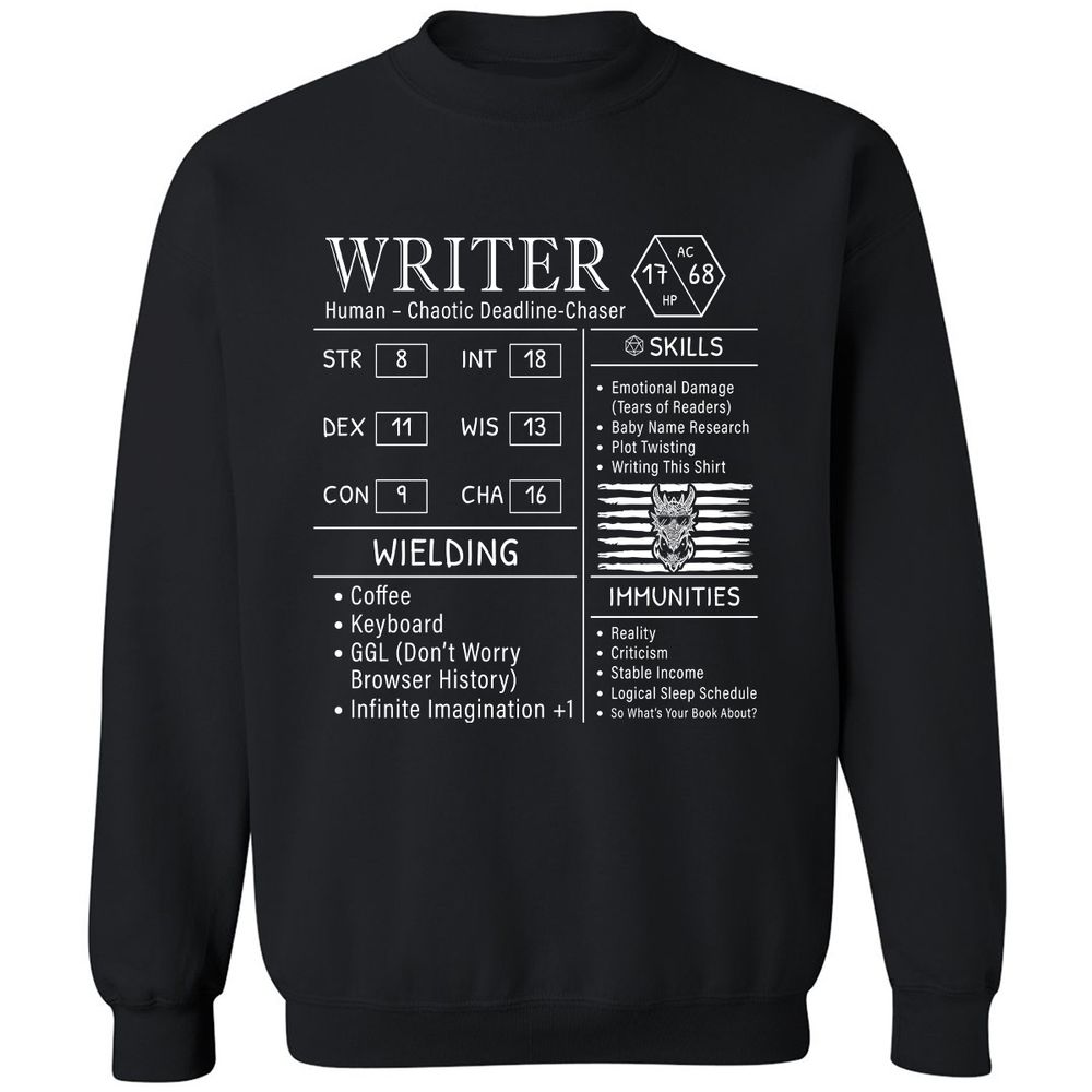Writer Stats New Classic Unisex Sweatshirt - Black - 1