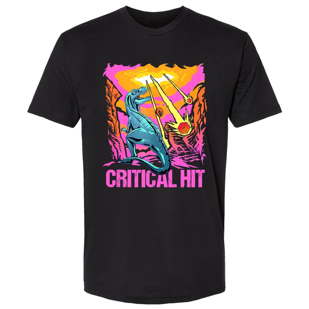 Dinosaur Critical Hit Premium Unisex T-Shirt - Black - 1