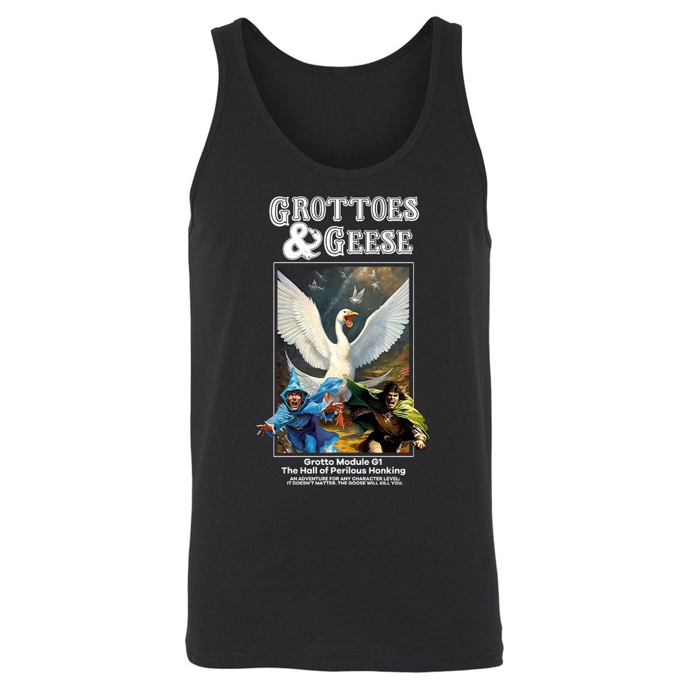 Grottoes & Geese Unisex Jersey Tank - Black - 1