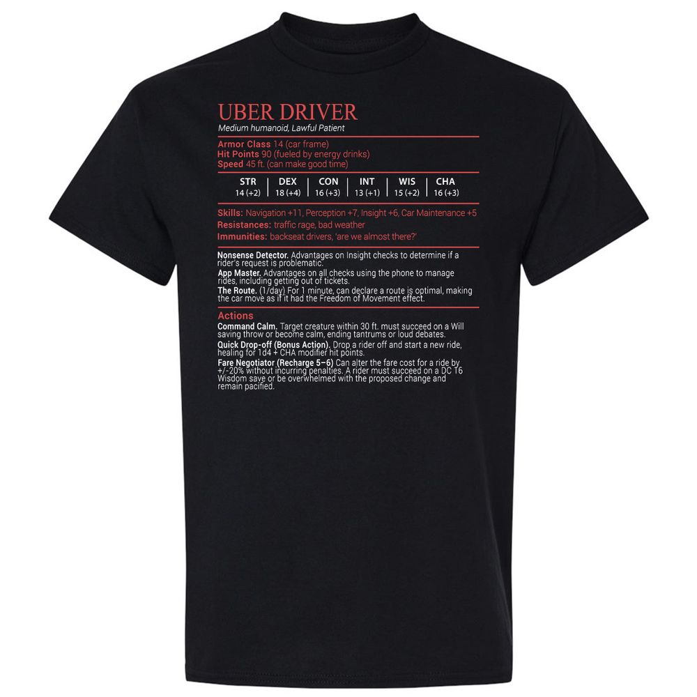 Uber Driver Stats Block Classic Unisex T-Shirt - Black - 1