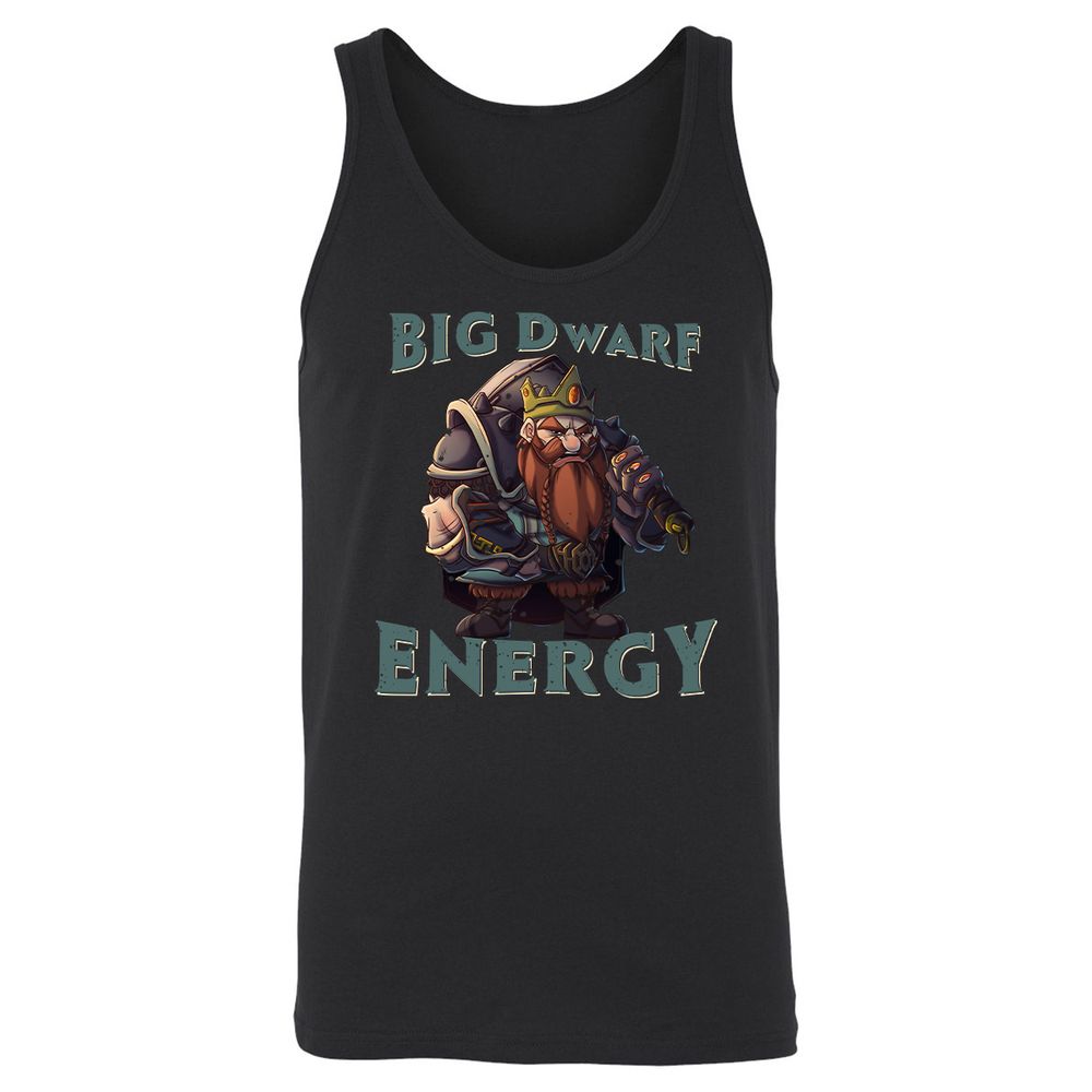 Big Dwarf Energy Unisex Jersey Tank - Black - 1