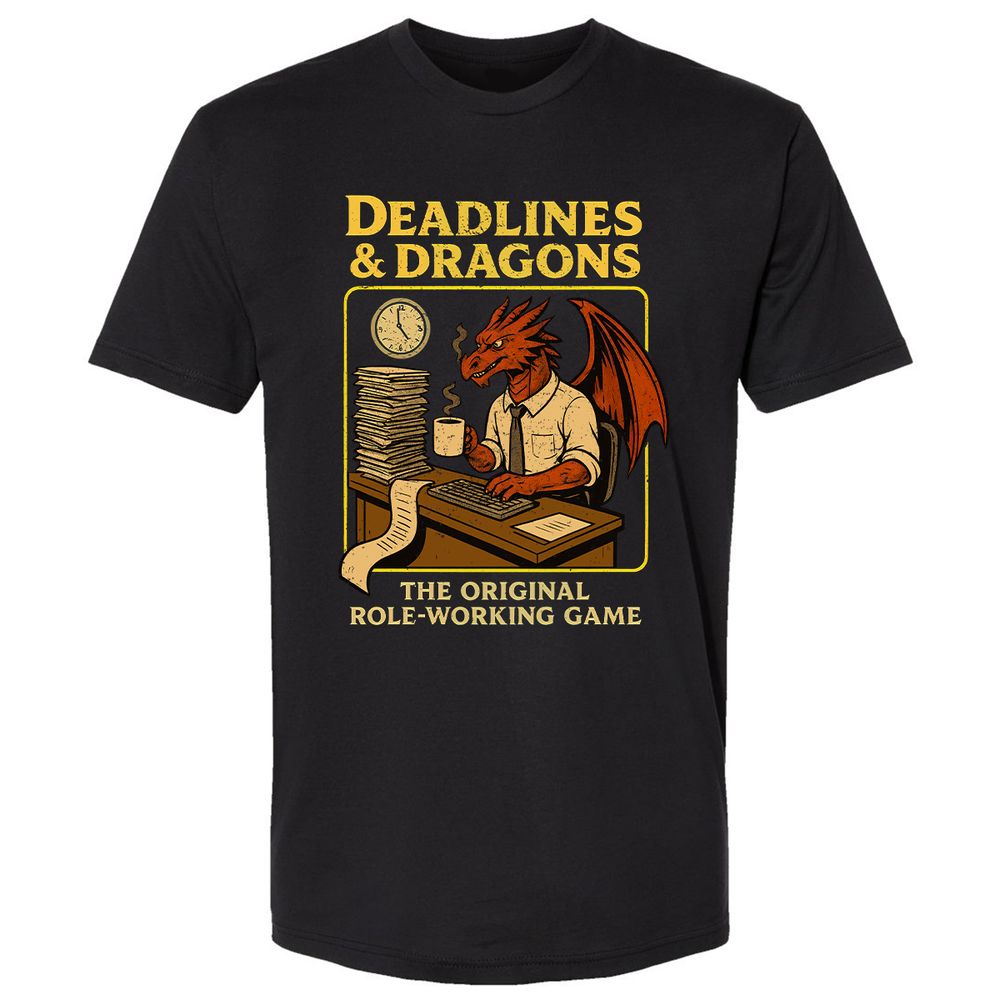 Deadlines & Dragons (Office Staff) Premium Unisex T-Shirt - Black - 1