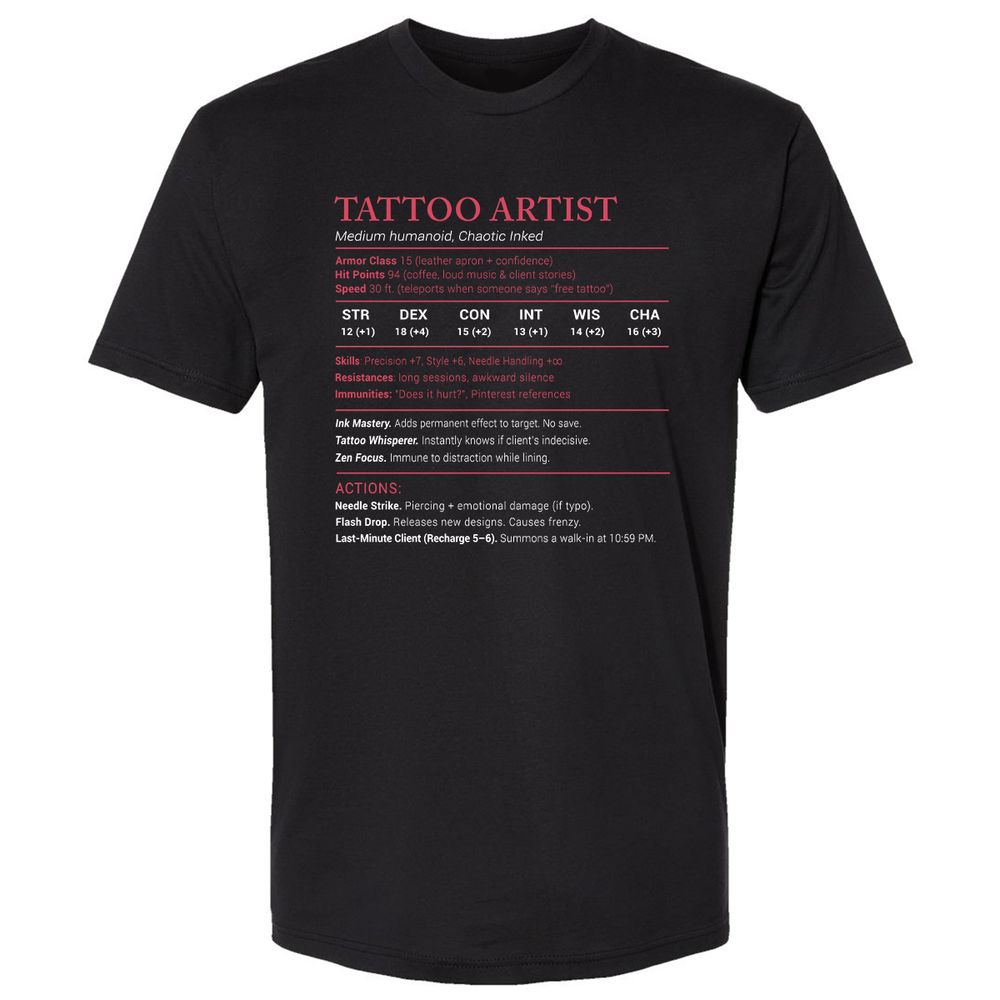 Tattoo Artist Stats Premium Unisex T-Shirt - Black - 1