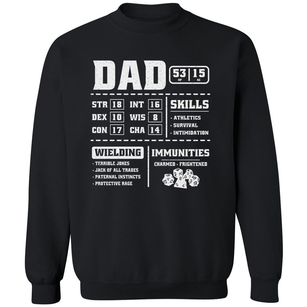 Dad Stat Block 2 Classic Unisex Sweatshirt - Black - 1