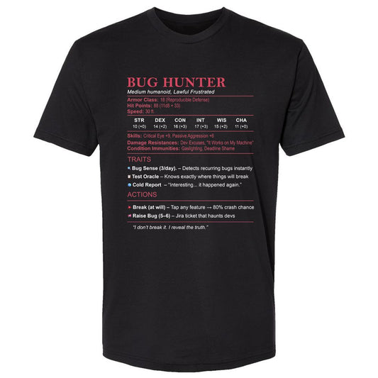 Tester Stats (Bug Hunter) Premium Unisex T-Shirt - Black - 1