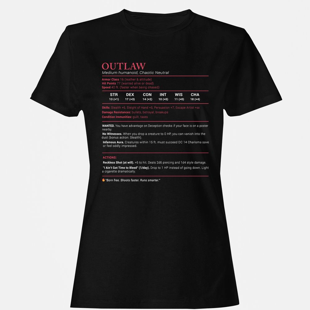 Outlaw Stats Women's T-Shirt - Black - 1