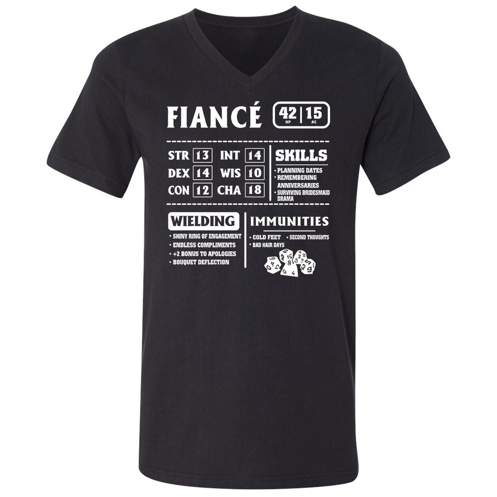 Fiance Stats Unisex V-Neck T-Shirt - Black - 1