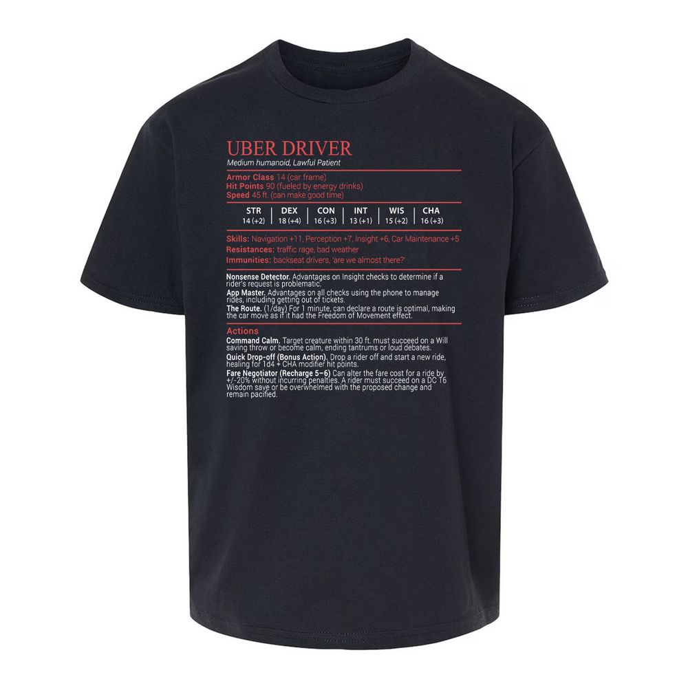 Uber Driver Stats Block Kids T-Shirt - Black - 1