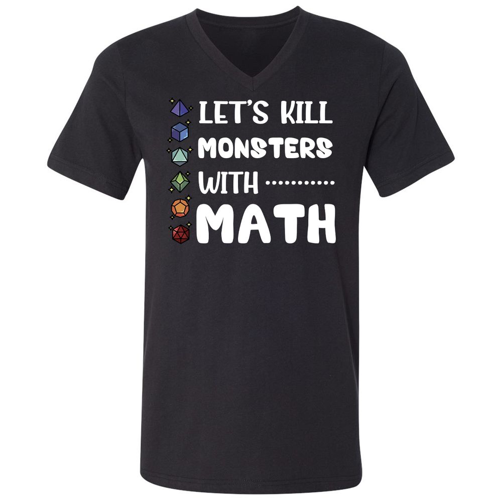 Let's Kill Monsters With Math Unisex V-Neck T-Shirt - Black - 1