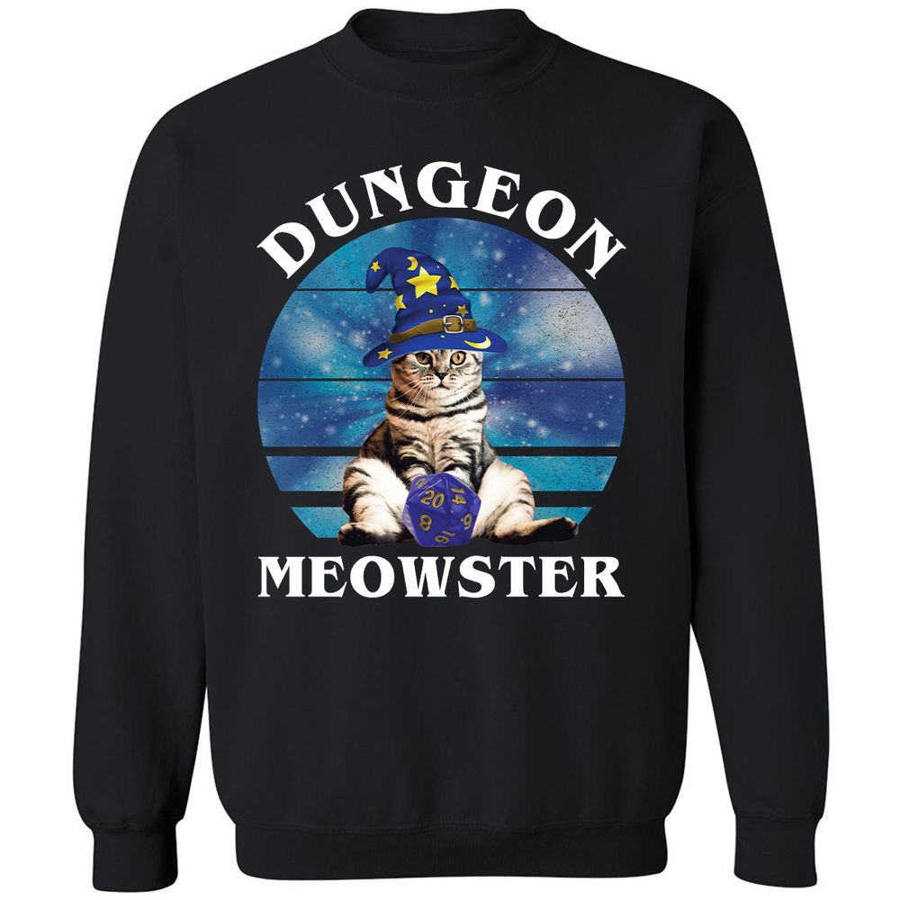 Dungeon Meowster Vintage Classic Unisex Sweatshirt - Black - 1