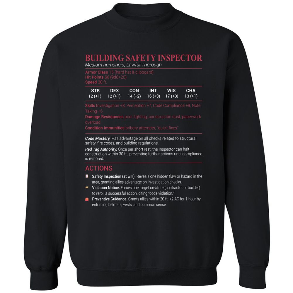 Building Safety Inspector Classic Unisex Sweatshirt - Black - 1