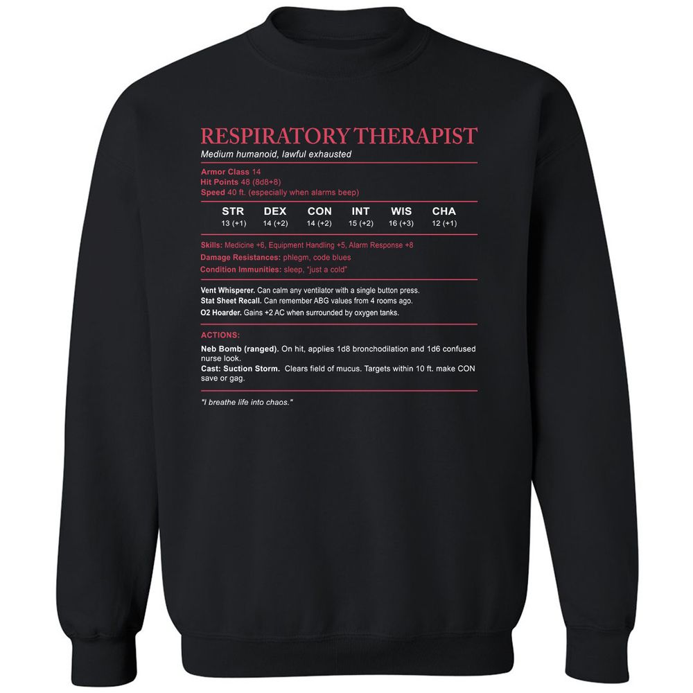 Respiratory Therapist Classic Unisex Sweatshirt - Black - 1
